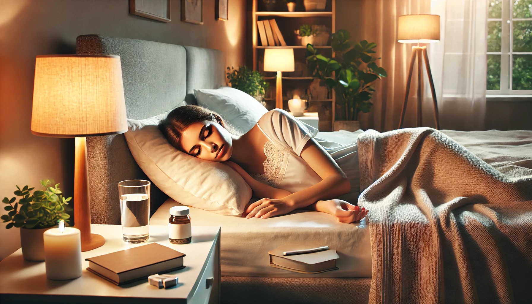 Девкшка спит в кровати