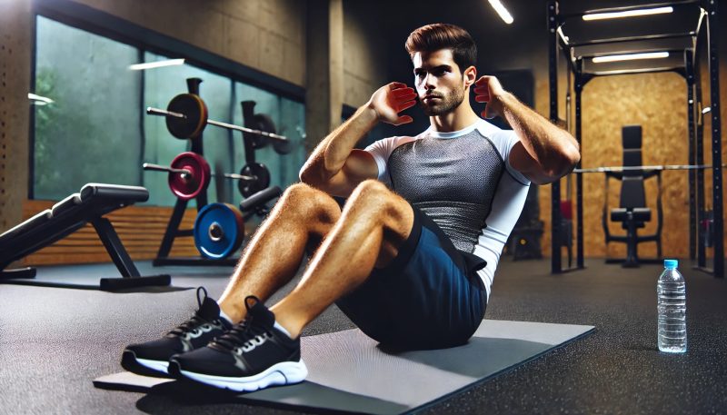 Мужчина качает пресс